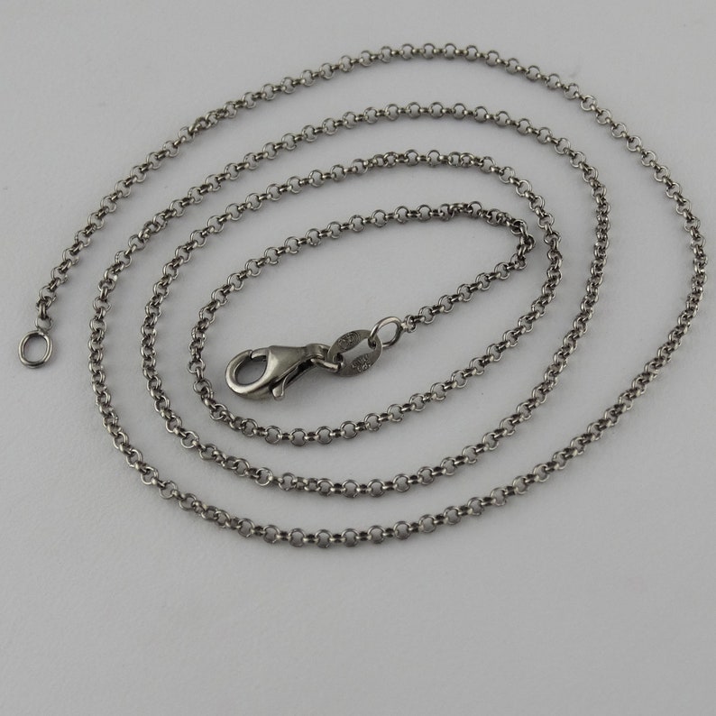 1.2mm Oxidized Rolo Chain Necklace 925 Sterling Silver - Etsy
