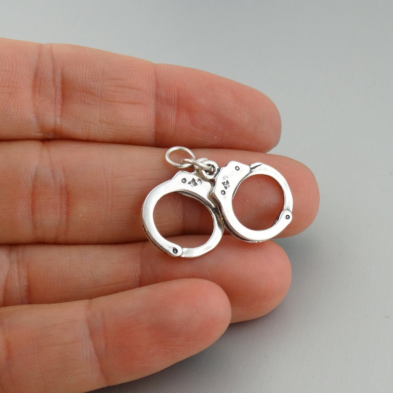 Handcuffs Charm 925 Sterling Silver Detailed Handcuff Etsy