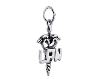 Sterling Silver One Sided LPN Licensed Practical Nurse Caduceus Necklace Sterling Silver One Sided LPN Licensed Practical Nurse Caduceus Necklace