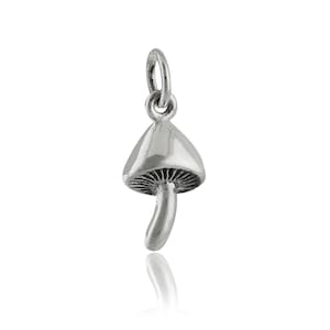 Sterling Silver Mushroom Pendant Charm - 925 Silver - Fungi Garden Detailed 15mm x 8mm