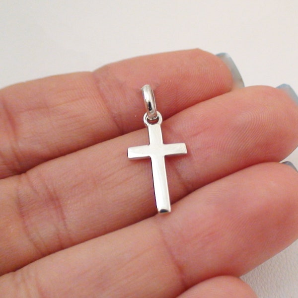 Sterling Silver Cross Charm - 925 Silver - 17mm x 10mm Religious Catholic Christian