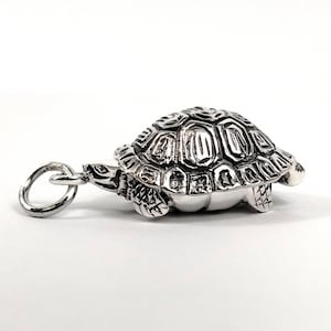Sterling Silver 3D Turtle Locket - 24mm x 17mm x 10mm Detailed Turtle Shell for Pills, Keepsakes, Trinkets