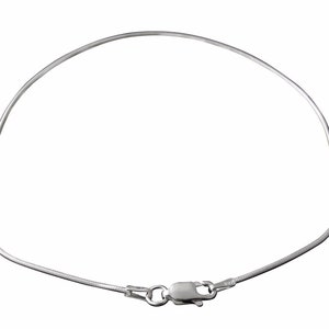May include: A silver snake chain necklace with a lobster clasp.