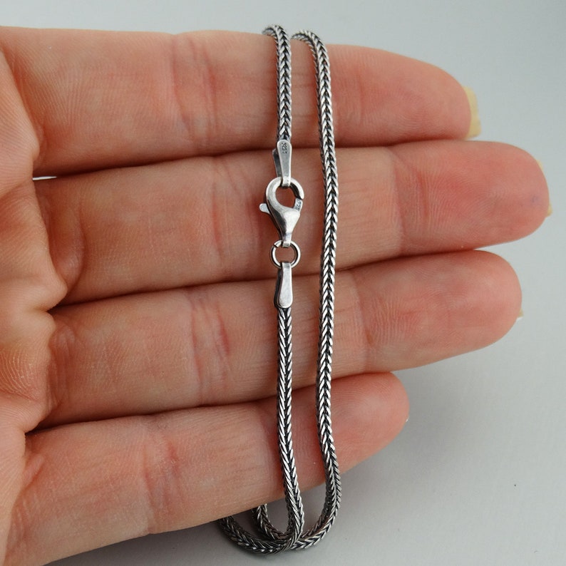 1.5mm Oxidized Square Foxtail Chain Necklace 925 Sterling Etsy