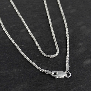 1.5mm Diamond Cut Spiga Wheat Chain Necklace - 925 Sterling Silver - 16&quot;, 18&quot;, 20&quot;, 24&quot;, 30&quot;