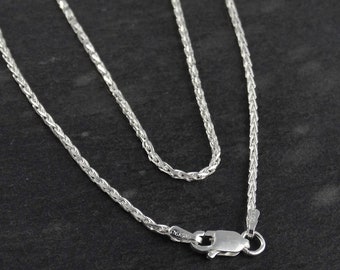 1.5mm Diamond Cut Spiga Wheat Chain Necklace - 925 Sterling Silver - 16", 18", 20", 24", 30"