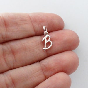 Charm lettre initiale B en argent sterling - Argent 925 - Joli pendentif alphabet délicat 12 mm x 6 mm