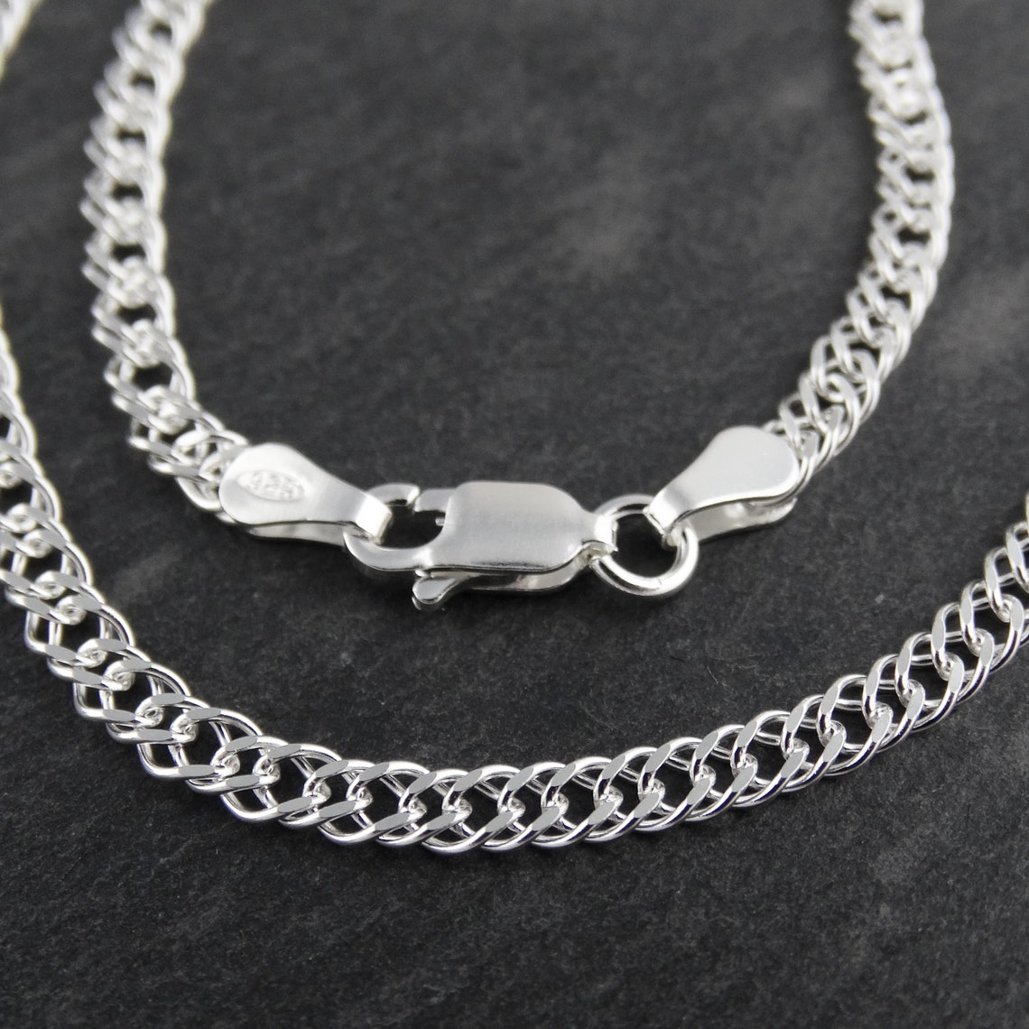 3.5mm Rombo Link Chain Necklace - 925 Sterling Silver - 16