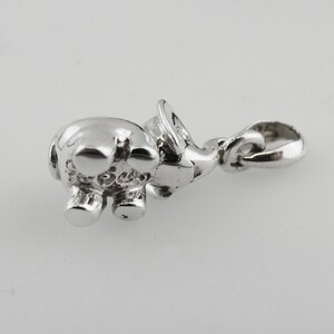 3D Elephant Dangling by Trunk Charm 925 Sterling Silver Detailed Double Sided 3 Dimensional Zoo Safari 20mm x 9mm image 5