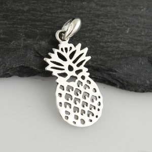 Pineapple Charm - 925 Sterling Silver - Hawaiian Hospitality Food Fruit Pendant - 24mm x 12mm