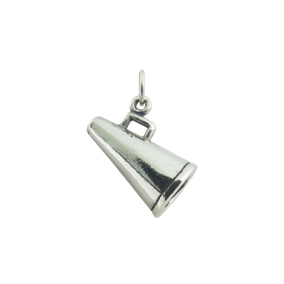 Small Megaphone Cheering 3-D Charm Sterling Silver, Made in the USA Small Megaphone Cheering 3-D Charm Sterling Silver, Made in the USA