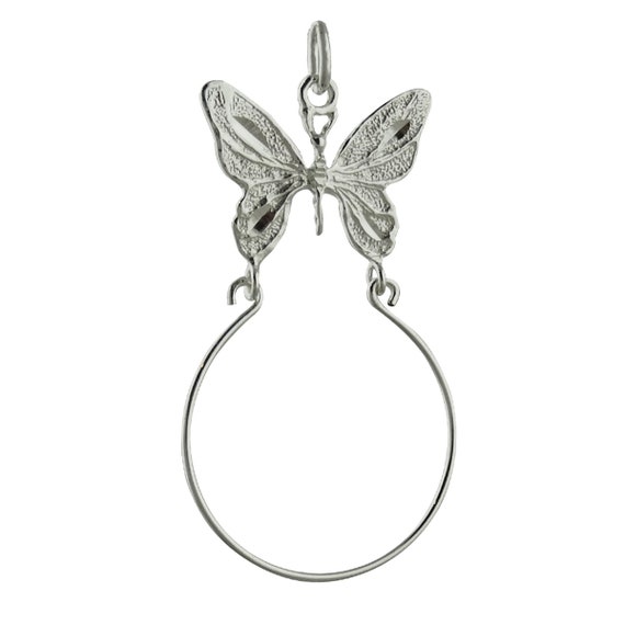 Sterling Silver Butterfly Charm Holder Pendant Italian Design Solid 925 Italy 
