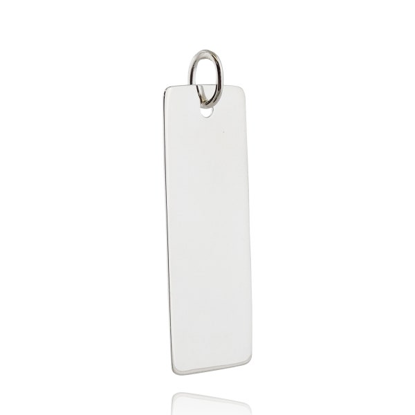 Sterling Silver Rectangle Vertical Bar Stamping or Engraving Blank Pendant 35mm x 15mm