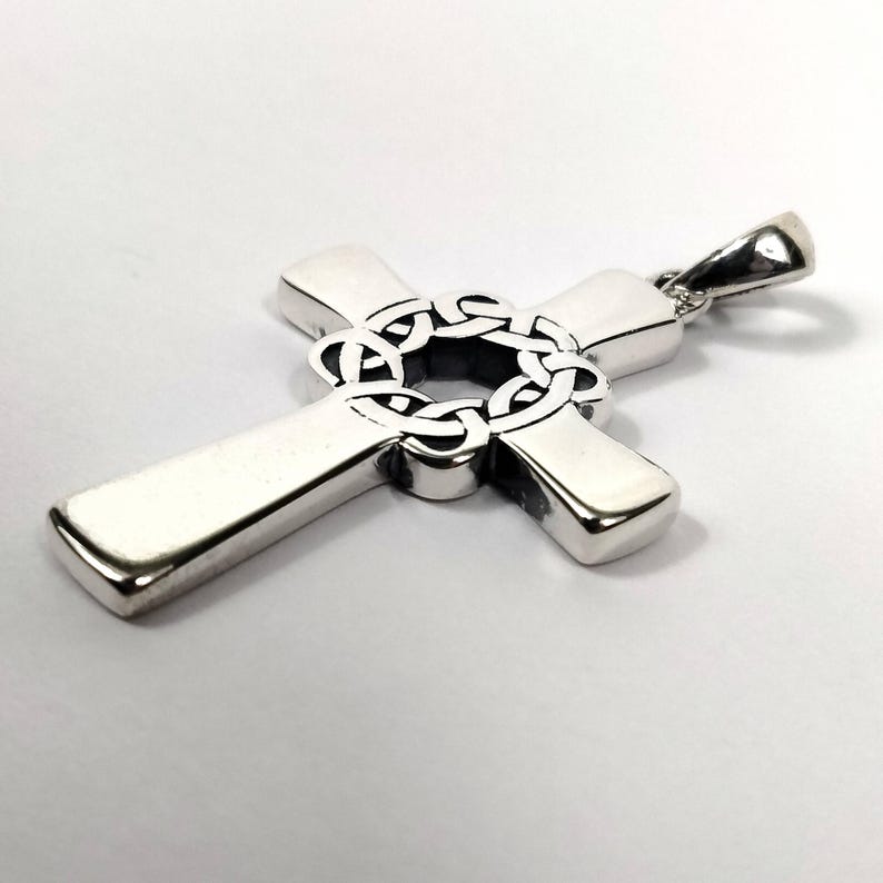 Sterling Silver Celtic Knot Polished Cross Pendant - 26mm X 19mm With ...