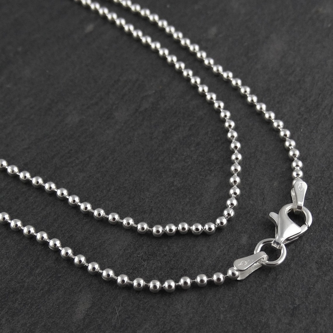Sterlng Slver Ball Chan Necklace 1.5mm Bead Chan - Etsy