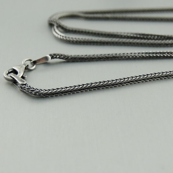 1.5mm Oxidized Square Foxtail Chain Necklace - 925 Sterling Silver
