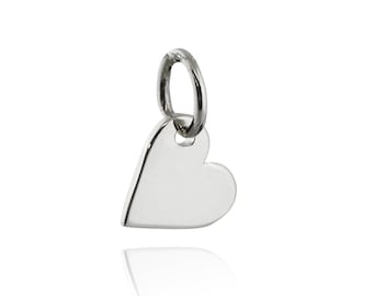 Tiny Sterling Silver Heart Charm - 925 Sterling Silver - 7mm x 8mm Love Dainty