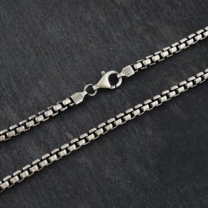3mm Gun Metal Round Box Chain Necklace - 925 Sterling Silver - Men's Masculine Lobster Clasp 18" 20" 22" 24" 30" image 3
