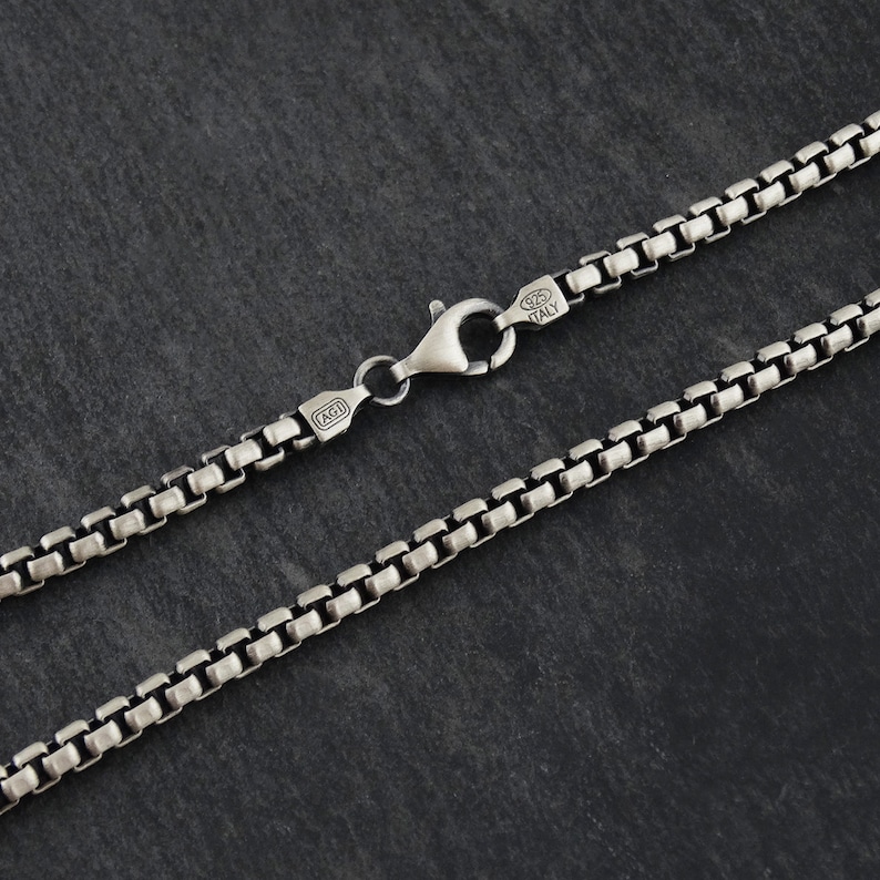 3mm Gun Metal Round Box Chain Necklace - 925 Sterling Silver - Men's Masculine Lobster Clasp 18" 20" 22" 24" 30" image 3
