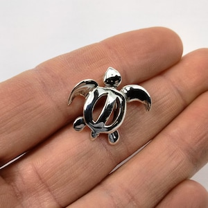 Sterling Silver Minimalist Sea Turtle Pendant - 20mm x 20mm with Hidden Bail