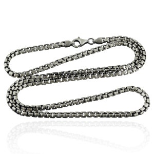 3mm Gun Metal Round Box Chain Necklace - 925 Sterling Silver - Men's Masculine Lobster Clasp 18" 20" 22" 24" 30" image 4