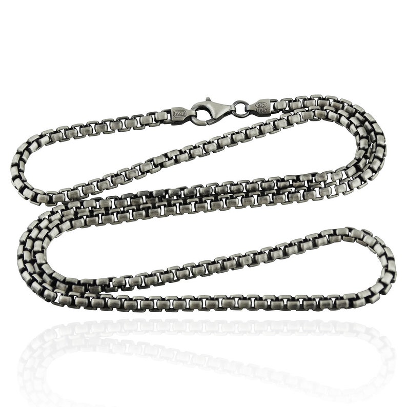 3mm Gun Metal Round Box Chain Necklace - 925 Sterling Silver - Men's Masculine Lobster Clasp 18" 20" 22" 24" 30" image 4
