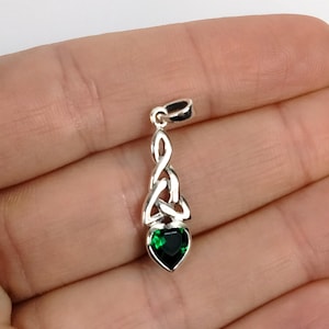 Sterling Silver Celtic Knot Heart Charm - 28mm x 8mm with Cubic Zirconia May Birthstone
