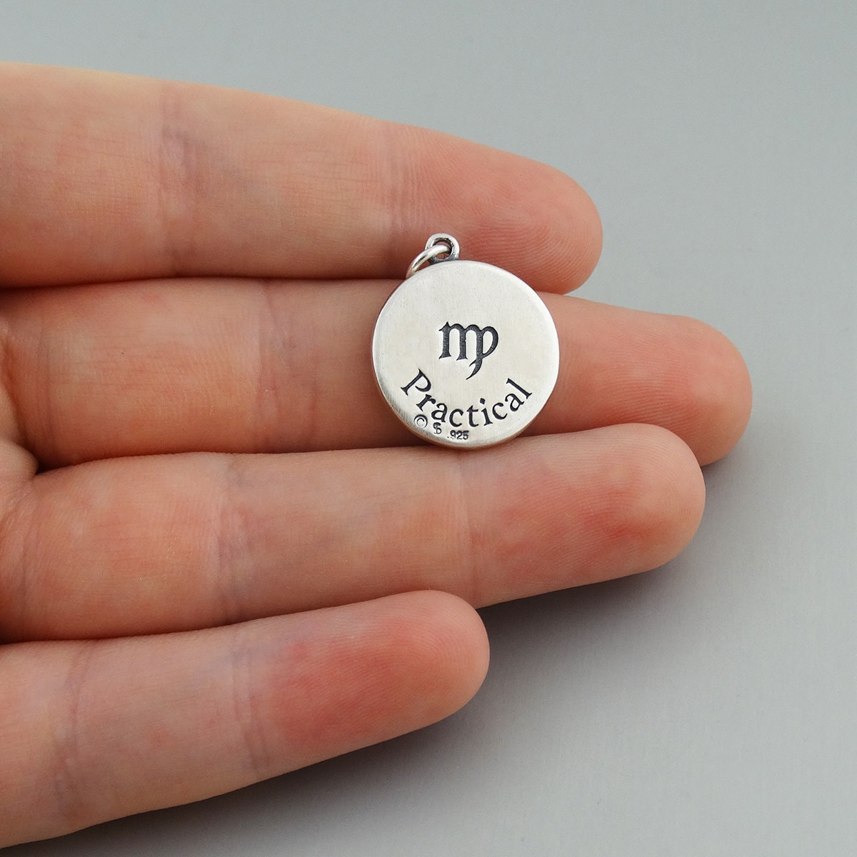 Sterling Silver Double Sided Virgo Charm - 18mm Zodiac Pendant - Etsy