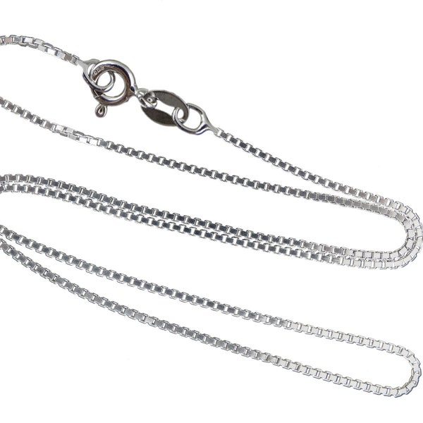 0.9mm Box Chain - 925 Sterling Silver - 16" 18" 20" 22" 24" 30" Italian Necklace