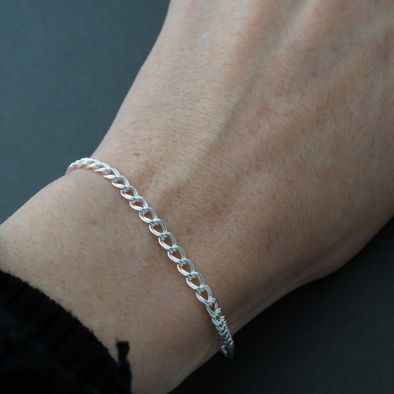 7 or 8 Sterling Silver Double Link Charm Bracelet Etsy