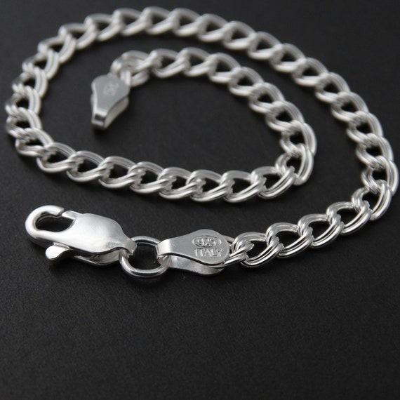 CHARM BRACELET Extra Heavy Oval Lobster Clasp .925 Sterling  925 Sterling Silver 5mm Rolo with Lobster Clasp Charm Link Bracelet Starter, 7\