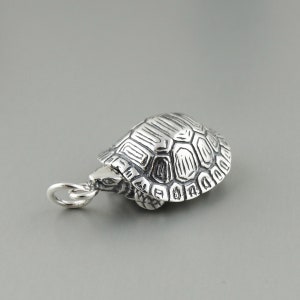 Sterling Silver Turtle Poison Locket - 925 Sterling Silver - 3D Pill Keepsake Photo Locket 24mm x 17mm x 10mm