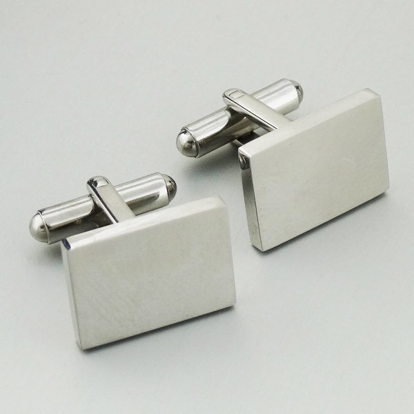 Square Brushed Matte Plain Cufflinks Cuff Links - Stainless Steel -  Stamping or Engraving Blank Lightweight