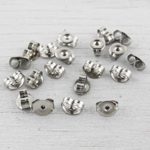 Stainless Steel Butterfly Stud Earring Backs - 6mm x 4.5mm Set of 20 Pieces