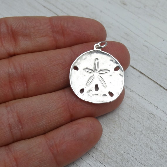 Sterling Silver Sand Dollar Charm 925 Silver Ocean Beach Nautical Pendant 22mm Etsy UK