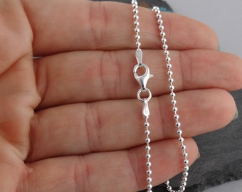 1.8mm Ball Bead Chain Necklace - 925 Sterling Silver - Italian Italy - 16" 18" 20" 22" 24" 30"