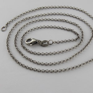 1.2mm Oxidized Rolo Chain Necklace - 925 Sterling Silver - 16", 18", 20", 24" Antique Finish Antiqued