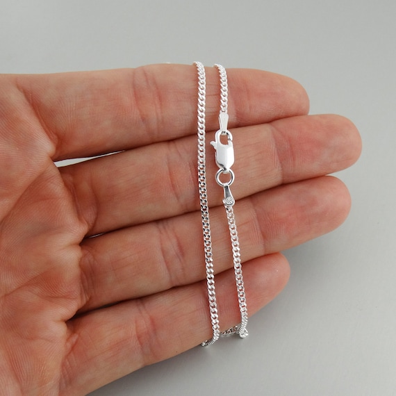 925 Sterling Silver 1.8MM CURB Chain Necklace Italian Italy - 16