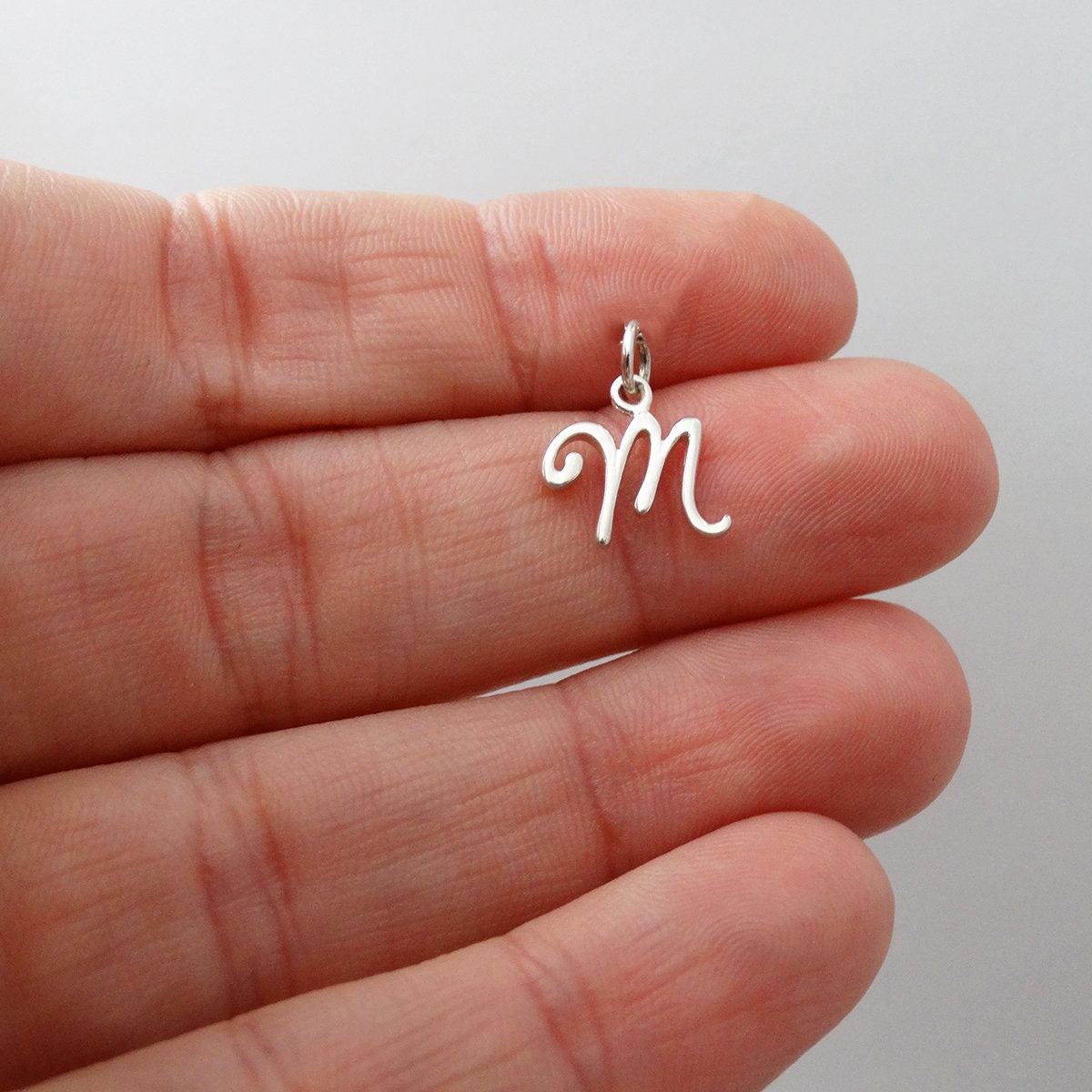 Alphabet Small .925 Sterling Silver Charm Pendant Letter Initial High Polished Tiny Little LT-S S