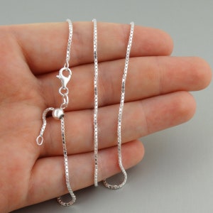 925 Sterling Silver Adjustable 1.2mm BOX Chain Necklace, Adjusts up to 24" in Length