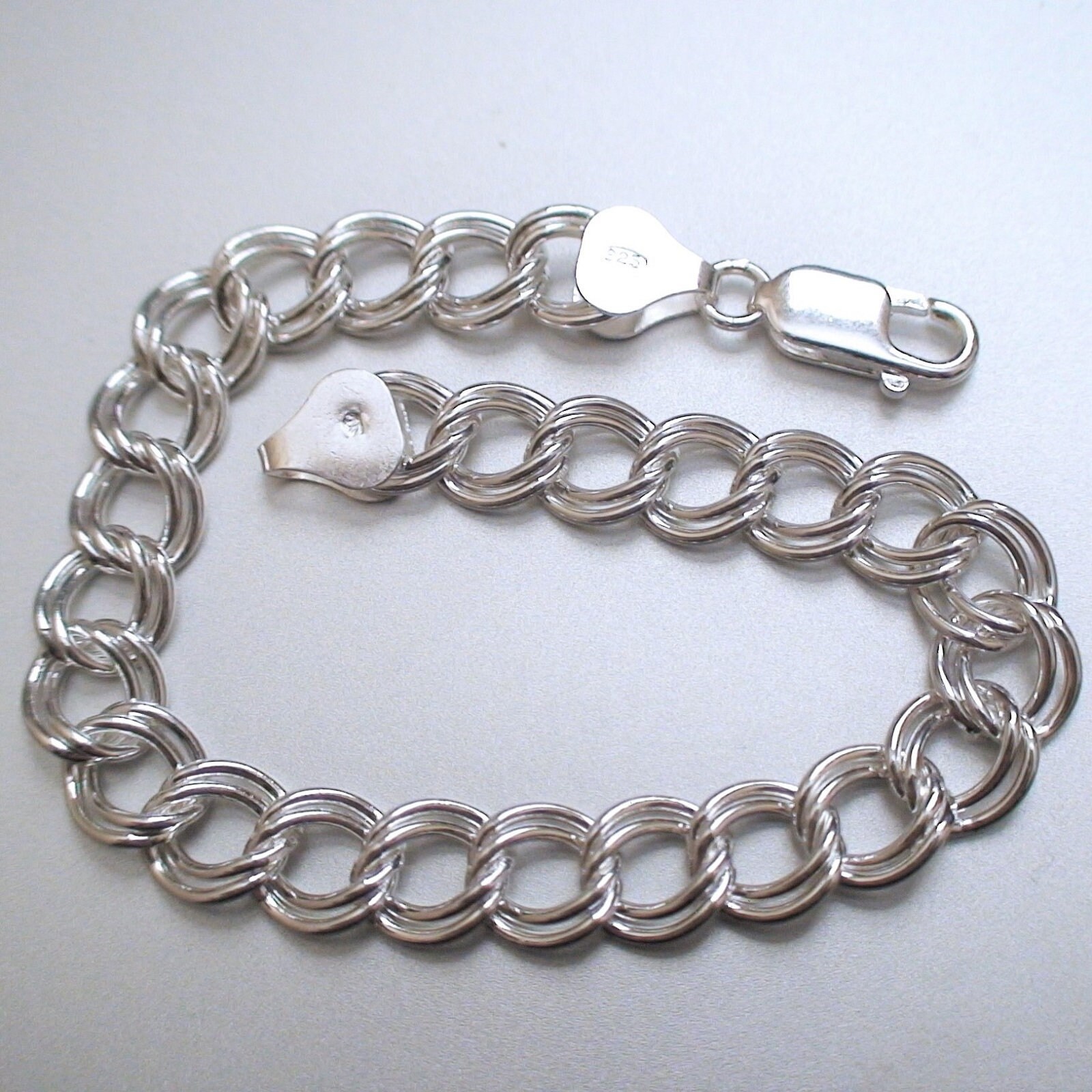 Buy 7 or 8 Sterling Silver Double Link Charm Bracelet 6.9mm Wide