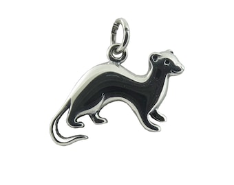 Sterling Silver Ferret Charm - Polished Finish Pet Pendant