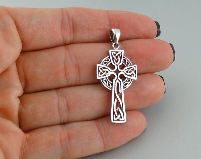 Sterling Silver Celtic Knot Cross Pendant 925 Sterling Silver 25mm X