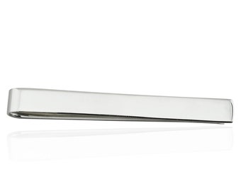 Krawattenklammer aus Sterlingsilber - 6,5 mm x 57 mm (Gravierbar) Blank Minimalistisches Herren Accessoire