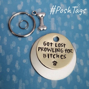 Me perdí merodeando por perras etiqueta de perro divertida etiqueta de mascota estampada a mano #PoshTags Collar Idea de regalo de Navidad