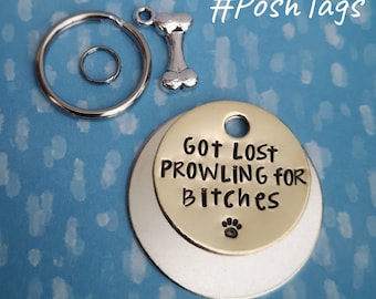 Me perdí merodeando por perras etiqueta de perro divertida etiqueta de mascota estampada a mano #PoshTags Collar Idea de regalo de Navidad