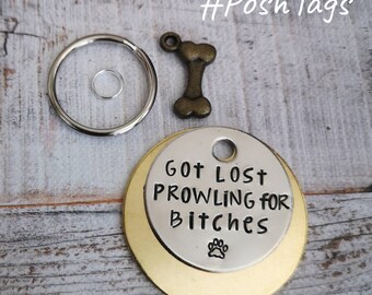 Me perdí merodeando por perras etiqueta de perro divertida etiqueta de mascota estampada a mano #PoshTags Collar Idea de regalo de Navidad