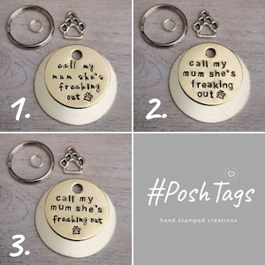 Call my mum she&#39;s freaking out dog tag pet tag hand stamped #PoshTags Collar Christmas Gift Idea