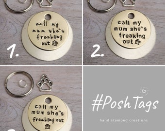 Call my mum she's freaking out dog tag pet tag hand stamped #PoshTags Collar Christmas Gift Idea