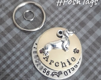 Dachshund sausage dog hand stamped handmade dog tag #PoshTags Collar Christmas Gift Idea